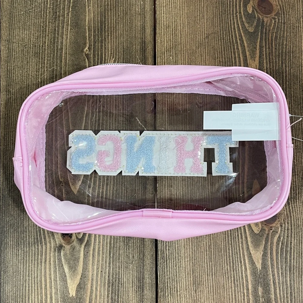 Pink & Clear Preppy THINGS Cosmetic Bag